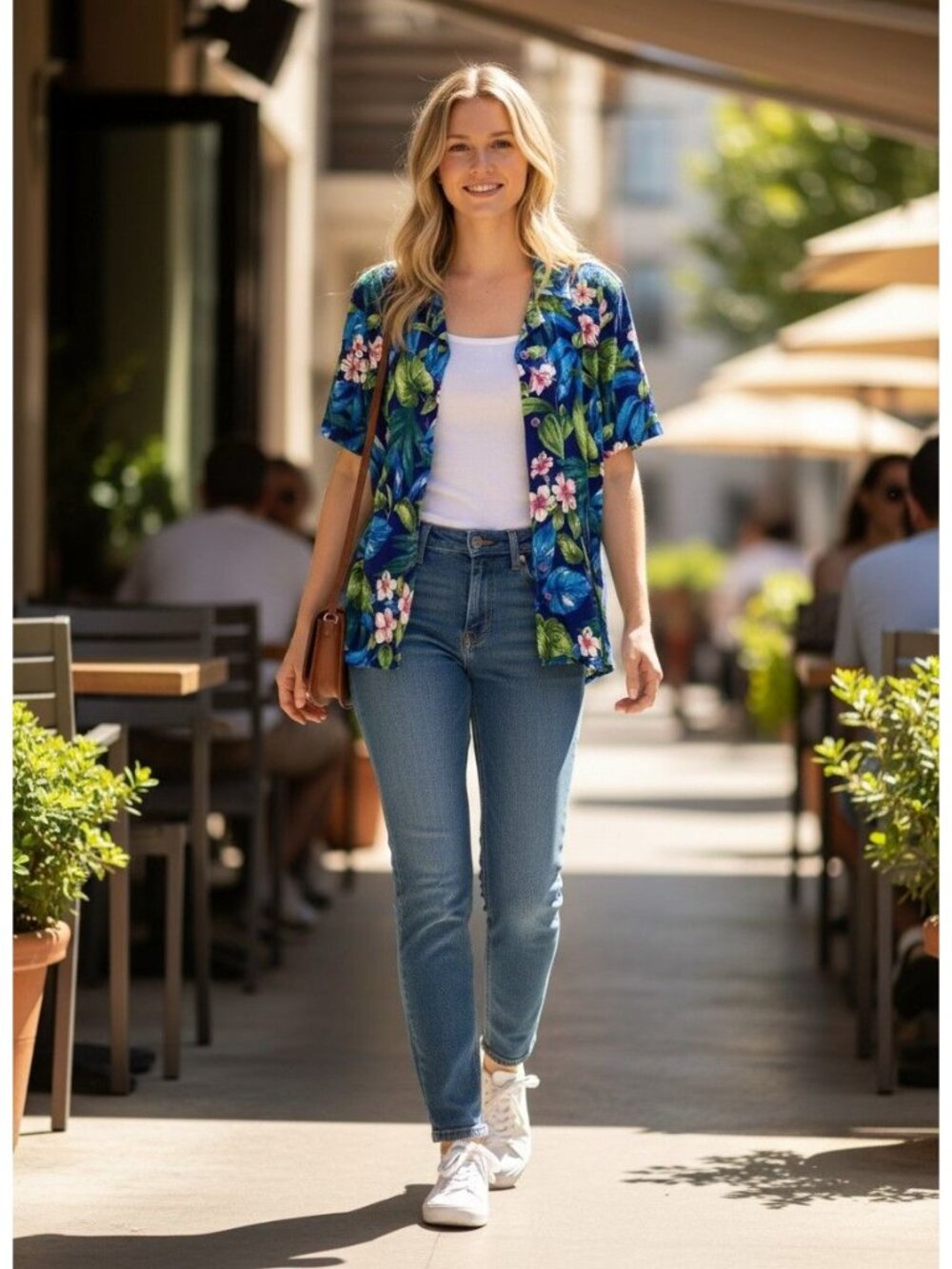 Marilyn B Floral Hawaiian Button-Up Shirt Women 1X Short Sleeve Lightweight Rayo